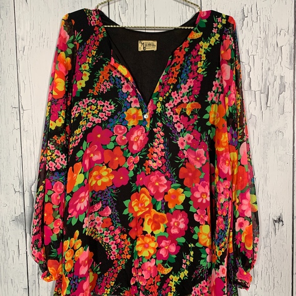 Show Me Your MuMu Floral Tunic Blouse Sz S EUC - Picture 3 of 15